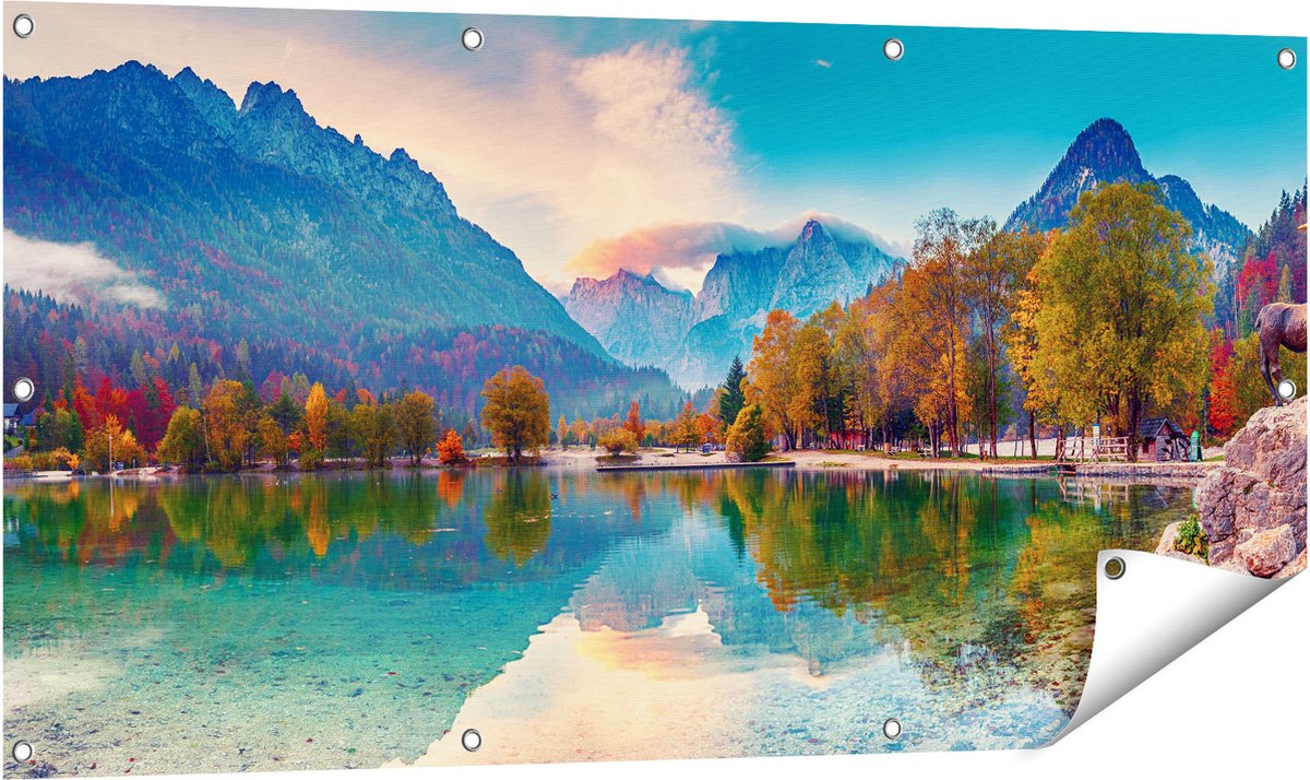 Gards Tuinposter Meer - 120x60 cm - Tuindoek - Tuindecoratie - Wanddecoratie buiten - Tuinschilderij Multikleur