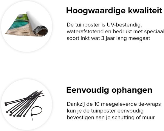 Affiche de jardin Gards Chemin en bois sur l' Water à la Chutes d'eau - 180x120 cm - Toile de jardin - Décoration de jardin - Décoration murale extérieur - Tableau de jardin