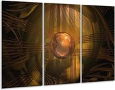 GroepArt - Schilderij -  Abstract - Bruin, Geel - 120x80cm 3Luik - 6000+ Schilderijen 0p Canvas Art Collectie