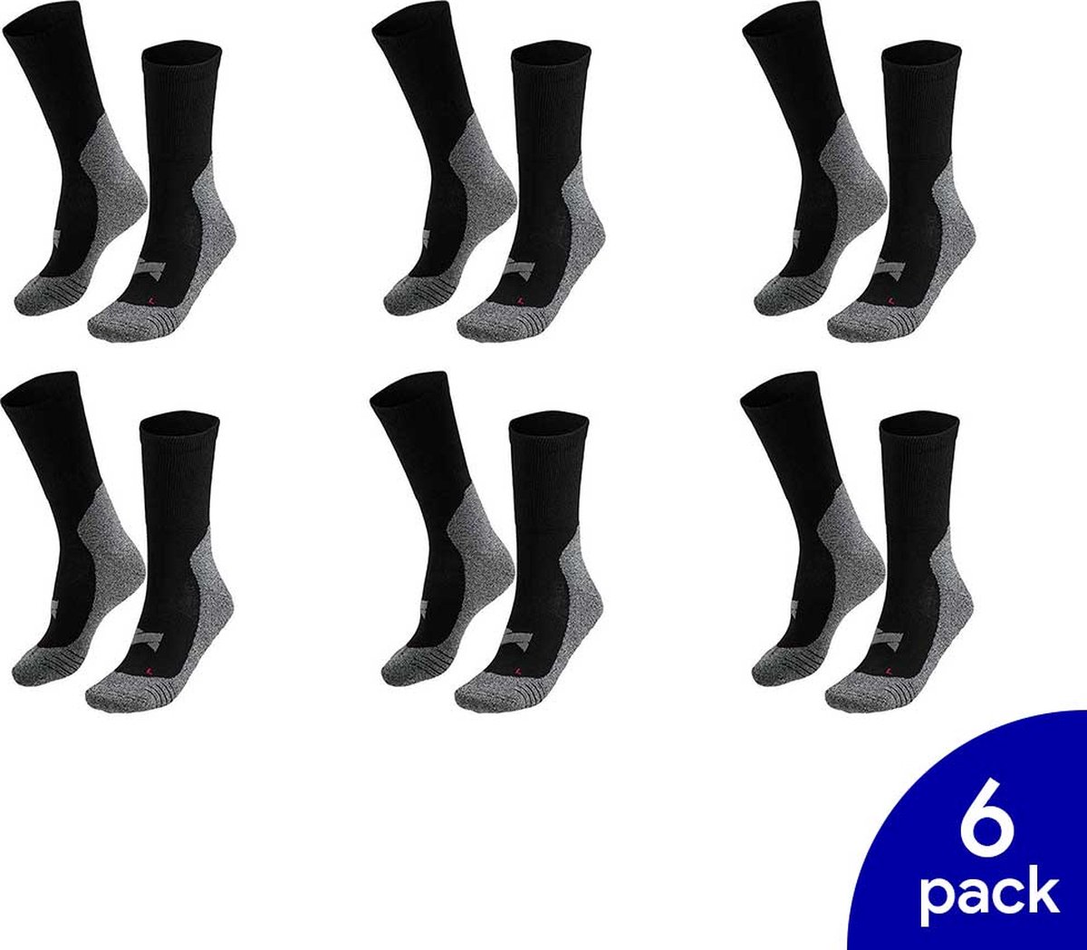 Xtreme 6-Pack Wandelsokken Coolmax® Ventilatie Anti-Blaar Heren Dames – 39-42 122781000 Zwart