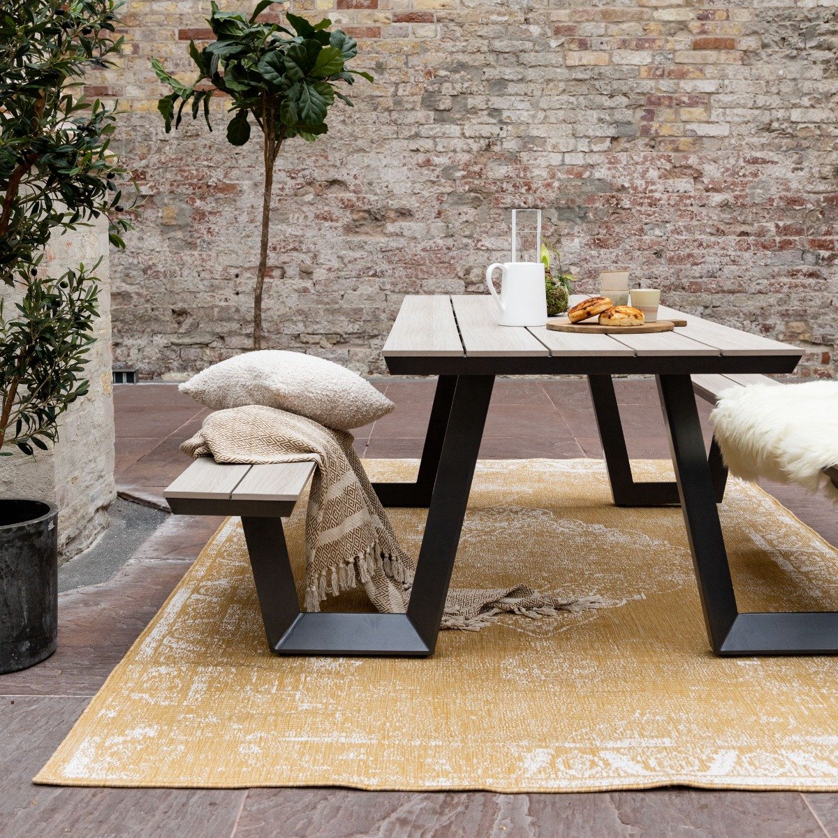 Buitenkleed sage - Geel/Okergeel - dubbelzijdig - EVA Interior - 160 x 230 cm - (M)