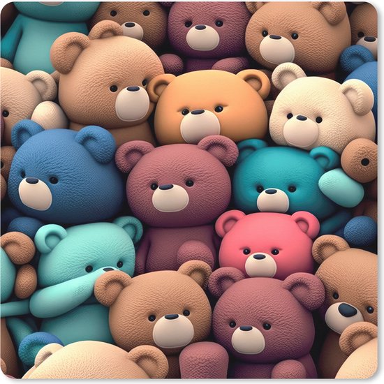 Tapis de souris XXL - Sous-main - Tapis de bureau - Ours en peluche - Peluche - Rose - Blauw - Marron - Enfant - 40x40 cm - Tapis de souris XXL