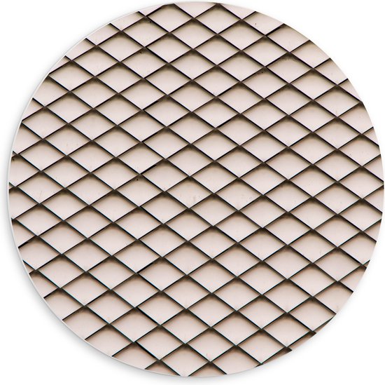 PVC Schuimplaat Muurcirkel - Visnet Patroon van Zwart op Beige - 60x60 cm Foto op Muurcirkel (met ophangsysteem)