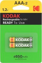 KODAK - Piles rechargeables - Ni-MH - AAA / LR03 - 650 mAh - pack de 2