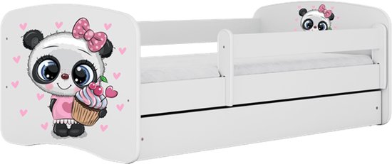 Kocot Kids - Bed babydreams wit panda zonder lade met matras 160/80 - Kinderbed - Wit