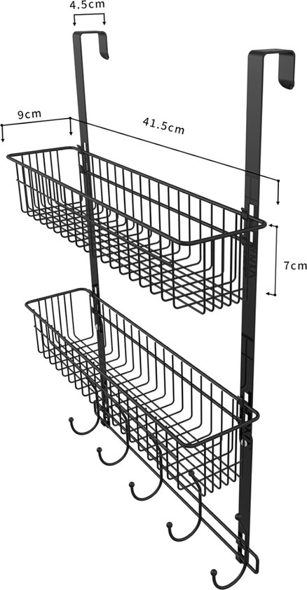 tectake Stainless steel shower rack with 3 baskets - Hanging without drilling/screws - Hanging shower rack - Kitchen rack - 30x21x80cm - Silver