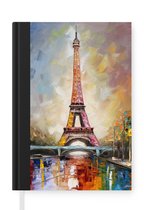Notitieboek - Schrijfboek - Eiffeltoren - Schilderij - Olieverf - Parijs - Notitieboekje klein - A5 formaat - Schrijfblok