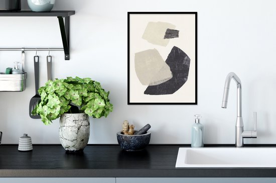 Cadre photo avec affiche - Abstrait - Formes - Pastel - Zwart - 30x40 cm - Cadre pour affiche