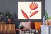 Muurstickers - Sticker Folie - Bloemen - Plant - Rood - Pastel - 120x90 cm - Plakfolie - Muurstickers Kinderkamer - Zelfklevend Behang - Zelfklevend behangpapier - Stickerfolie