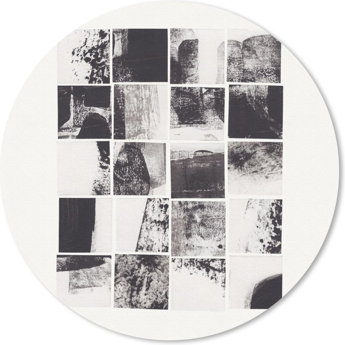 Muismat rond 30x30 cm - Mousepad Mozaïek - Abstract - Zwart - Wit - Ronde muismatten