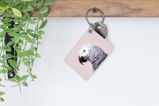 Porte-clés - Perroquet - Grijs - Animaux - Nature - Cadeaux - Plastique