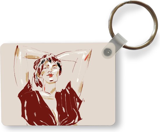 Porte-clés - Portrait - Femme - Rouge - Abstrait - Cadeaux à distribuer - Plastique