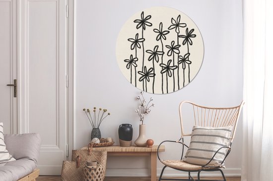 WallCircle - Wandcirkel ⌀ 140 - Bloemen - Planten - Pastel - Abstract - Ronde schilderijen woonkamer - Wandbord rond - Muurdecoratie cirkel - Kamer decoratie binnen - Wanddecoratie muurcirkel - Woonaccessoires