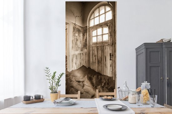 Stickers muraux - Sticker Foil - Maison - Sable - Porte - Architecture - 80x160 cm - Film Adhésif - Stickers muraux Chambre Enfant - Papier Peint Auto Adhésif