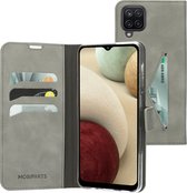 Mobiparts hoesje geschikt voor Samsung Galaxy A12 - Wallet/Boekhoesje - Eco Leer - Magneet Sluiting - Opberg vakken - Grijs
