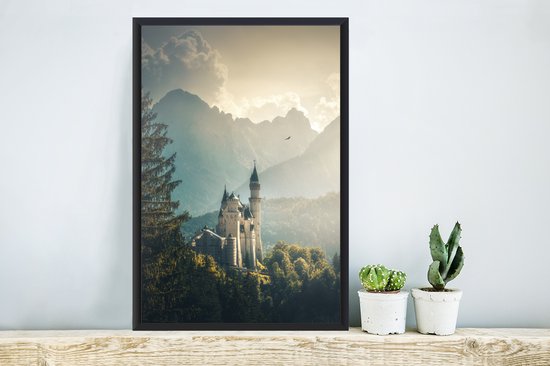 Affiche - Cadre - Nature - Kasteel - Berg - Neuschwanstein - Cadre d'affiche - Affiche murale - Décoration murale - 40x60 cm