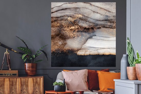 Stickers muraux - Storm - Or - Abstrait - 120x120 cm - Film Adhésif XXL