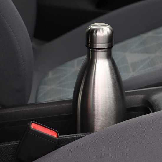 Milu Roestvrijstalen drinkfles, 500 ml, 750 ml, 1000 ml ( 3 deksels), thermosfles met rietje, geïsoleerde waterfles, lekvrije thermosbeker, dubbelwandig, geschikt voor koolzuurhoudende dranken