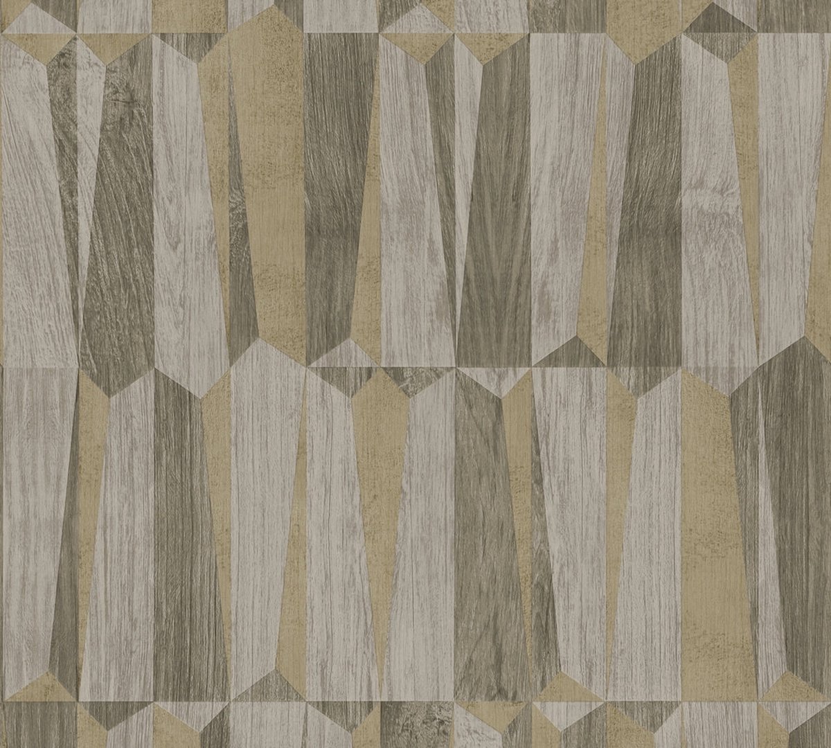 HOUTLOOK BEHANG | Retro - bruin goud grijs - A.S. Création Nara