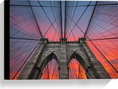 Canvas - Uitzicht vanaf Brooklyn Bridge, New York City - 40x30 cm Foto op Canvas Schilderij (Wanddecoratie op Canvas)