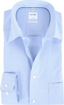 OLYMP Luxor comfort fit overhemd - lichtblauw met wit geruit (contrast) - Strijkvrij - Boordmaat: 48