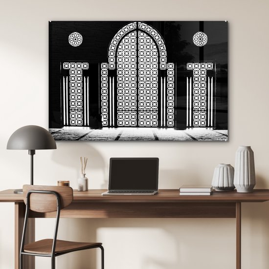 MuchoWow® Peinture sur verre 120x80 cm - Peinture sur verre acrylique - Architecture - Zwart - Wit - Motif - Photo sur verre - Peintures