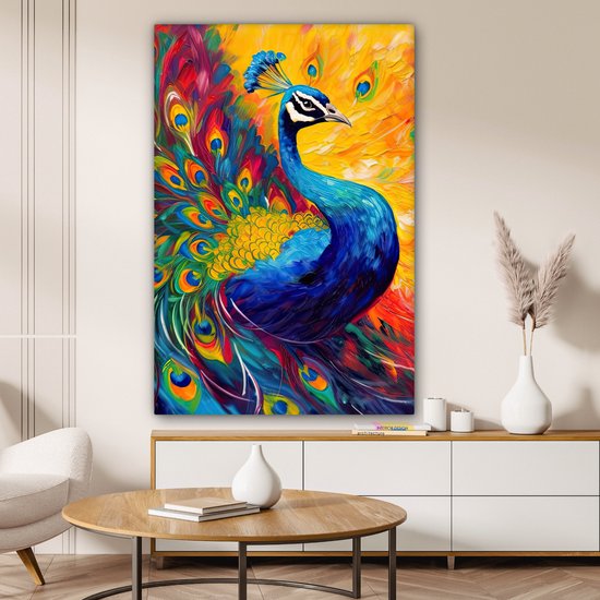 Tableau sur toile - Paon 80x120 - Accessoires de décoration de chambre colorés - Tableaux abstraits salon - Décoration murale chambre - Décoration murale - Décoration Décoration murale murale intérieur - Décoration maison - Accessoires de maison