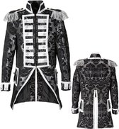 Widmann - Middeleeuwen & Renaissance Kostuum - Royale Frackjas Zilver Vrouw - Zwart, Zilver - XL - Halloween - Verkleedkleding