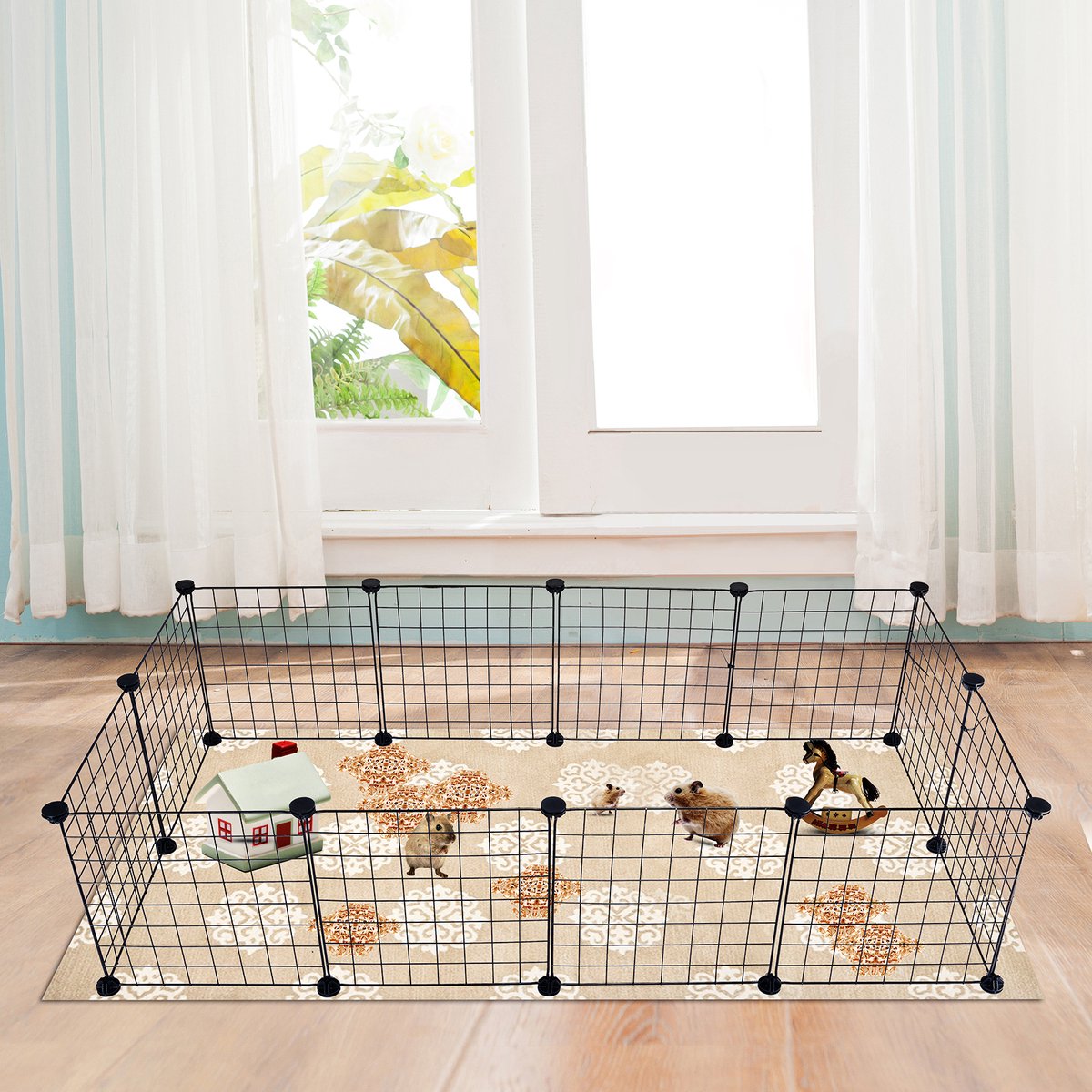BRIAN & DANY Huisdierbox, draagbare box voor kleine dieren met gesloten poort, kunststof puppyspeelbox voor binnen voor hamster, puppy, konijn, rat, cavia, 12 panelen, 203 x 101 x 71 cm, rook BRIAN & DANY Huisdierbox, draagbare box voor kleine dieren met gesloten poort, kunststof puppyspeelbox voor binnen voor hamster, puppy, konijn, rat, cavia, 12 panelen, 203 x 101 x 71 cm, rook