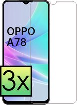 Screenprotector Geschikt voor OPPO A78 5G Screenprotector Tempered Glass Gehard Glas Full Cover - 3x