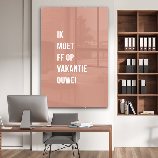 MuchoWow® Peinture sur verre - Citations - Je dois partir en vacances mon vieux ! - Rose - 120x180 cm - Peintures sur Verre Acrylique - Photo sur Glas