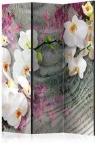 Vouwscherm - Geluiden van de orchidee 135x172cm, gemonteerd geleverd (kamerscherm) dubbelzijdig geprint