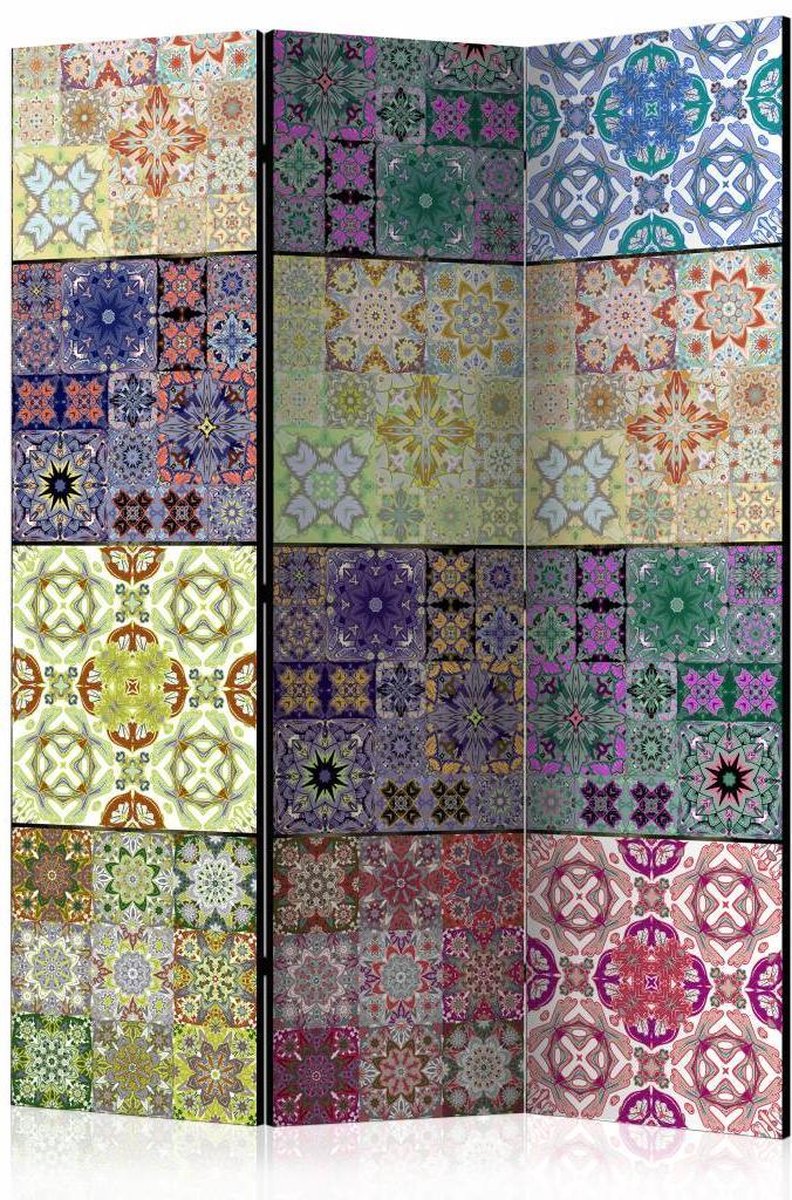 Vouwscherm - Patronen en kleuren 135x172cm gemonteerd geleverd, dubbelzijdig geprint (kamerscherm)
