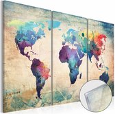 Afbeelding op acrylglas - Regenboog kaart, wereldkaart, Multi-gekleurd, 3luik
