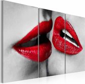 Schilderij - Hot lips, Rood/Grijs, 3luik, Premium print