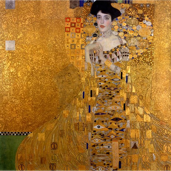 Allernieuwste.nl® Canvas Schilderij * Gustav Klimt: Portret van Adele Bloch-Bauer I * -Symbolisch - GoudKleur - 60 x 60 cm