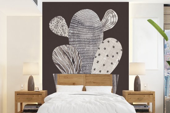 Behang - Fotobehang Cactus - Plant - Stippen - Strepen - Breedte 205 cm x hoogte 280 cm - Behangpapier