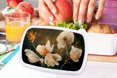 Broodtrommel Wit - Lunchbox - Brooddoos - Bloemen - Planten - Natuur - Kleuren - Illustratie - 18x12x6 cm - Volwassenen