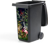 Container sticker Jungle dieren - Natuur - Jongens - Meisjes - Flamingo - Zebra - 38x80 cm - Kliko sticker