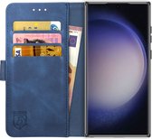 Rosso Element Book Case Wallet Hoesje Geschikt voor Samsung Galaxy S23 Ultra | Portemonnee | 3 Pasjes | Magneetsluiting | Stand Functie | Blauw