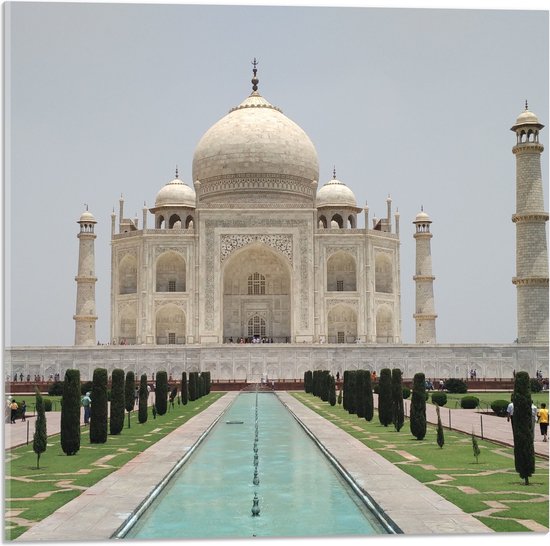 Acrylglas - Taj Mahal in India - 50x50 cm Foto op Acrylglas (Wanddecoratie op Acrylaat)