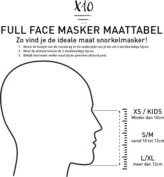 X10 Full Face Mask - Snorkelmasker - Volwassenen - Turquoise - S/M