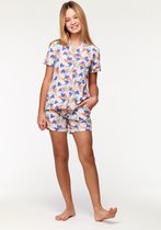 Woody doorknoop pyjama meisjes/dames - hartjes print - 231-2-YPE-Z/967 - maat 164