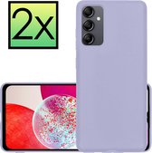 Hoes Geschikt voor Samsung A14 Hoesje Cover Siliconen Back Case Hoes - Lila - 2x