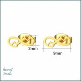 Aramat jewels ® - Goudkleurige zweerknopjes infinity oorbellen chirurgisch staal 9x3mm