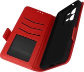 Case Geschikt voor Vivo X80 Lite Leer Aspect Stand-functie Portemonnee rood