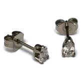 Aramat jewels ® - Stalen oorbellen zirkonia druppel 3mm bij 5mm