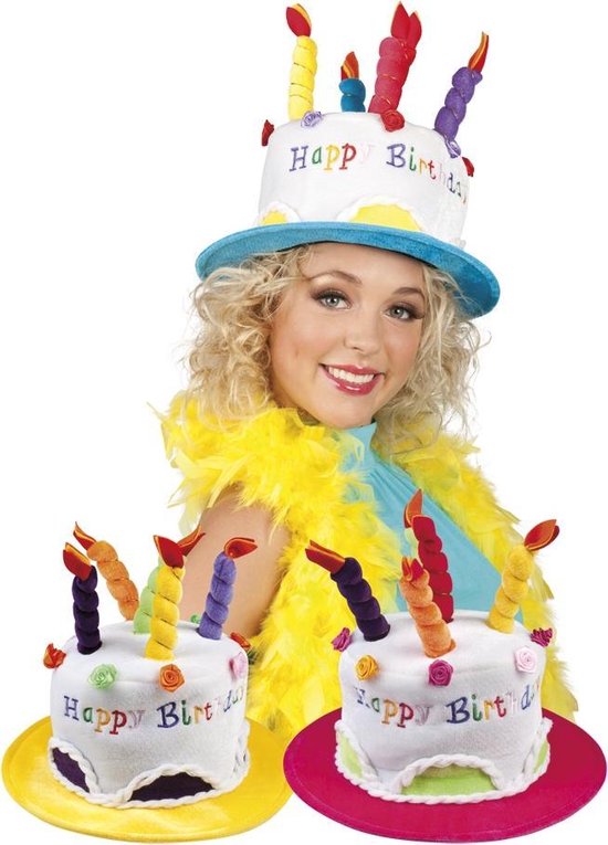 Chapeau de joyeux anniversaire, chapeau de gâteau de joyeux anniversaire en  peluche avec des bougies multicolores chapeaux de fête, anniversaire adulte  idéal pour l'anniversaire