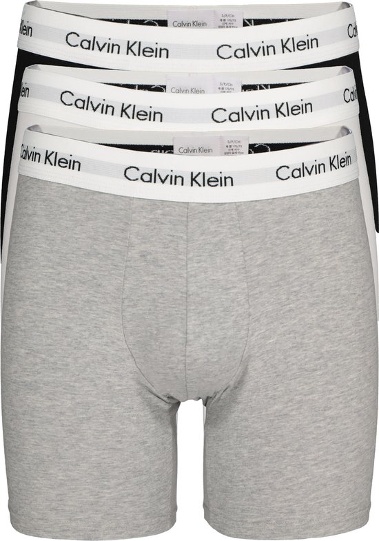 Calvin Klein Cotton Stretch boxer brief (3-pack) - heren boxers extra lang  - zwart -... | bol.com