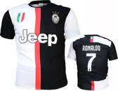 Juventus Replica Cristiano Ronaldo CR7 Thuis Voetbalshirt Seizoen 2019/2020 Zwart / Wit, Maat:  116